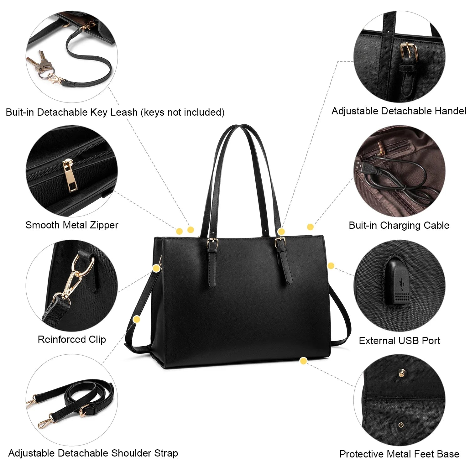 HKM-148371 Customizable PU Leather Laptop Tote Bag for Women - Large Capacity Office Handbag