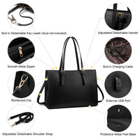 HKM-148371 Customizable PU Leather Laptop Tote Bag for Women - Large Capacity Office Handbag