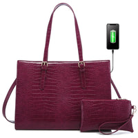 HKM-148371 Customizable PU Leather Laptop Tote Bag for Women - Large Capacity Office Handbag