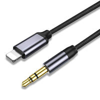 HKM-148371 Silver Nylon Audio Cable for Headphones and Car Adapter