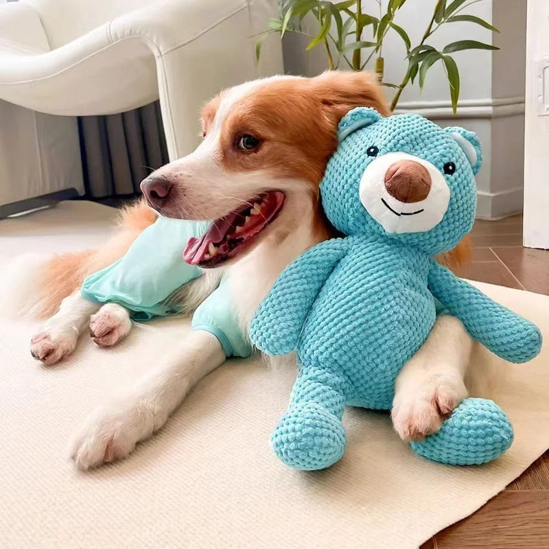 HKM-1484989 Soft Plush Bear Squeaky Toy for Dogs - Chew and Dental Training Aid for Puppies