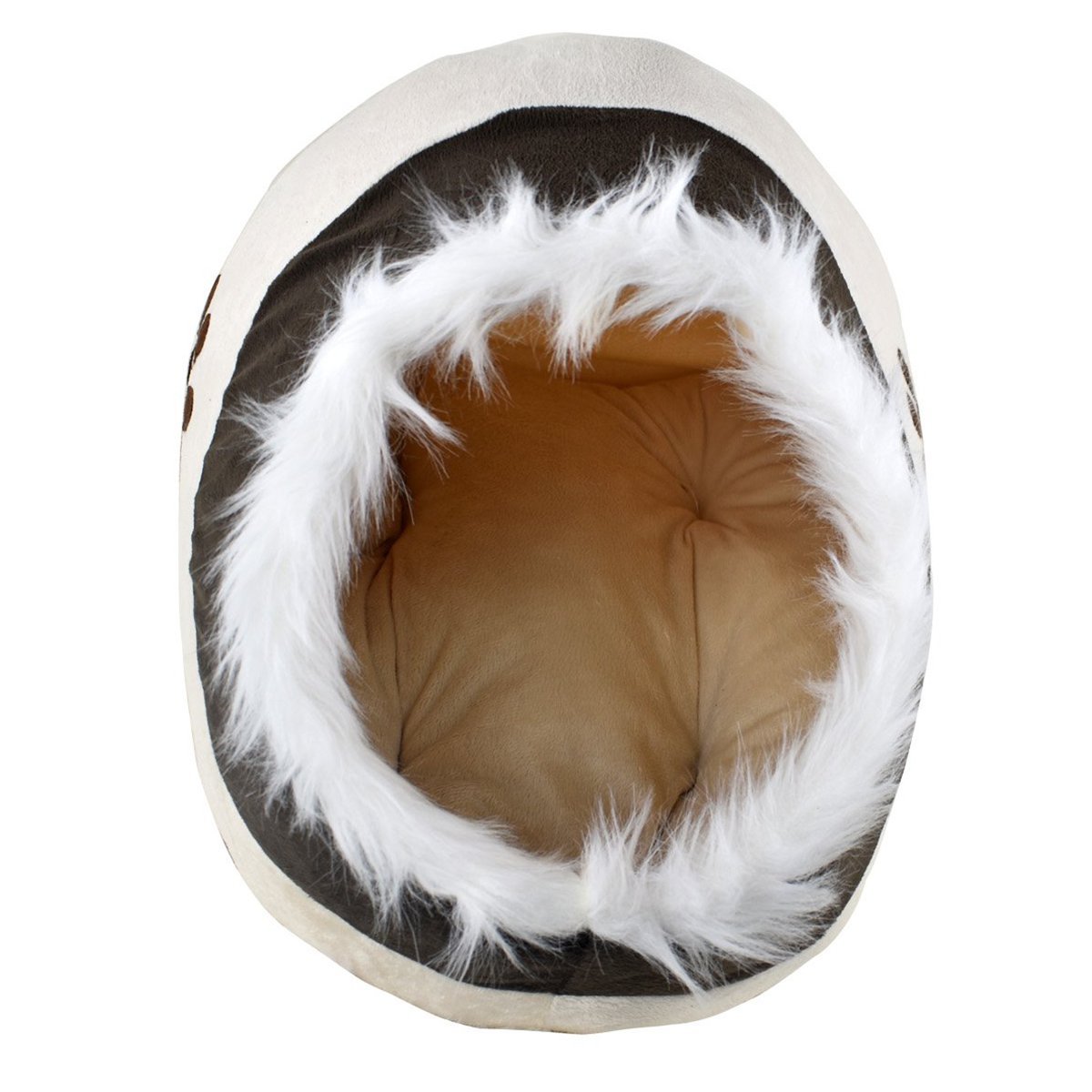 HKM-1485373 Cozy Beige and White Dog Kennel for Small Pets - 41x38x26cm
