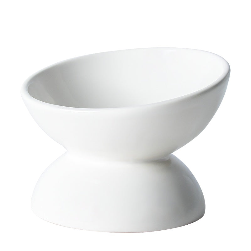 HKM-1485501 Slanted Mouth Ceramic Cat Bowl Designed to Support Cervical Spine - 13CM Diameter