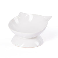 HKM-1485501 Slanted Mouth Ceramic Cat Bowl Designed to Support Cervical Spine - 13CM Diameter