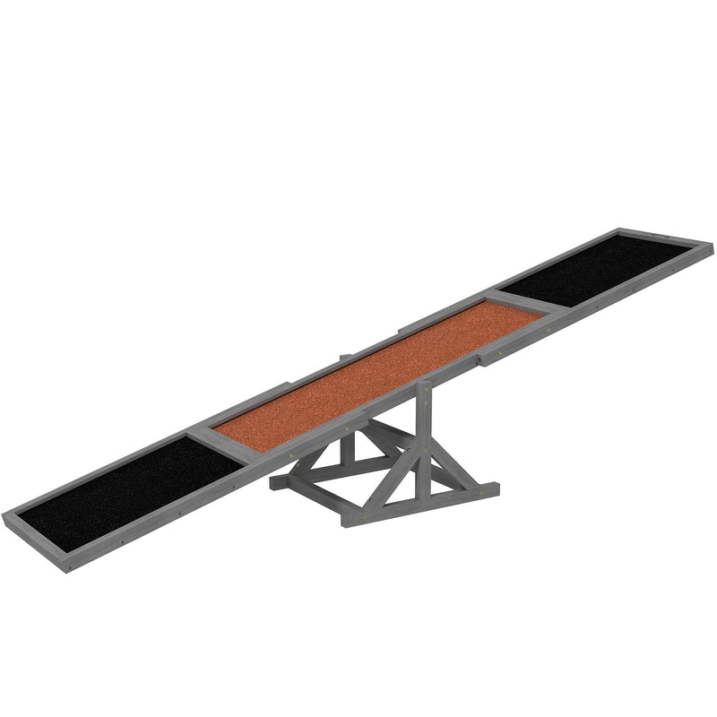 HKM-148627 Wooden Dog Agility Seesaw for Training and Exercise, Weather Resistant, 83 L x 16 W x 14 H, Gray