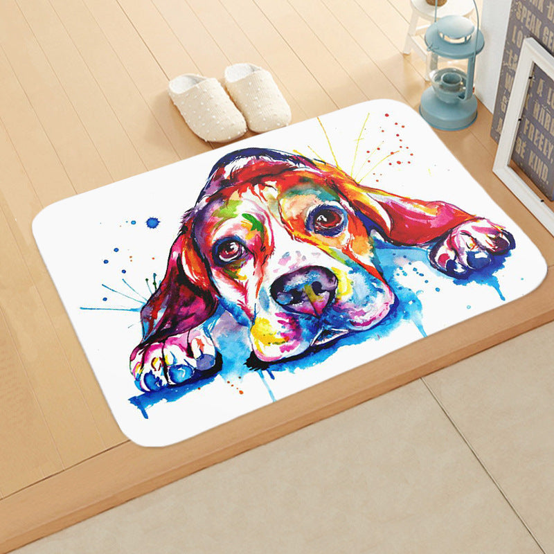HKM-1487165 Absorbent Non-Slip Flannel Digital Printed Floor Mat for Bathroom and Kitchen, 400mm x 600mm, Animal Pattern