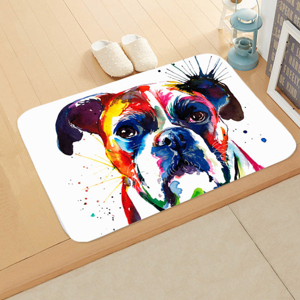HKM-1487165 Absorbent Non-Slip Flannel Digital Printed Floor Mat for Bathroom and Kitchen, 400mm x 600mm, Animal Pattern