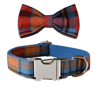 HKM-1487293 Blue Velvet Dog Collar with Alloy Buckle and Bow Accessories