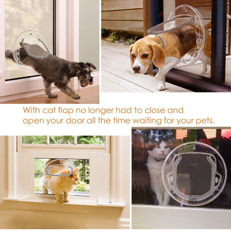 HKM-1488573 Round Lockable Pet Door with Weather Seal - Fits Glass Panels, Model XA-210