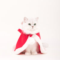 HKM-1489469 Festive Red Christmas Cloak for Dogs and Cats - Cozy Polyester Design, Available in Small and Large Sizes