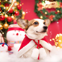 HKM-1489469 Festive Red Christmas Cloak for Dogs and Cats - Cozy Polyester Design, Available in Small and Large Sizes