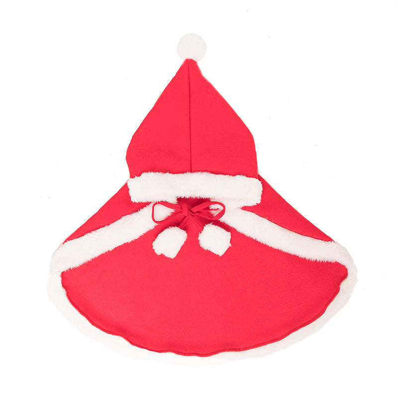 HKM-1489469 Festive Red Christmas Cloak for Dogs and Cats - Cozy Polyester Design, Available in Small and Large Sizes