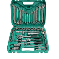 HKM-149011 61-Piece Chrome Vanadium Steel Manual Tool Kit for Automotive Repairs with Ratchet Socket Wrench Set