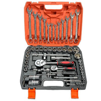HKM-149011 61-Piece Chrome Vanadium Steel Manual Tool Kit for Automotive Repairs with Ratchet Socket Wrench Set
