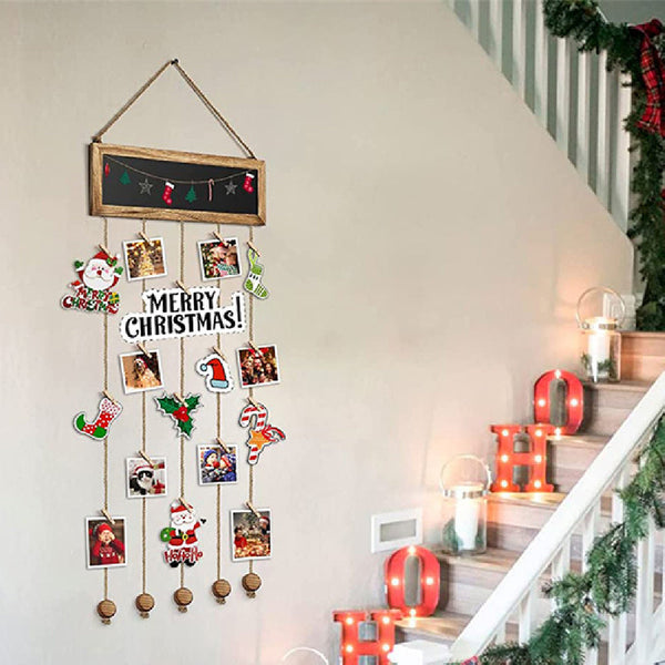 HKM-149075 Wooden Photo Clip Wall Decor - Modern Hanging Crafts Ornaments, 38x90cm