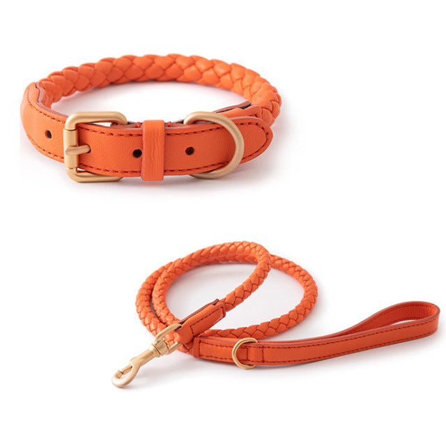 HKM-1490877 Durable Leather Large Dog Collar with Adjustable Sizes and Color Options