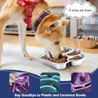 HKM-1491261 Stainless Steel Slow Feeder Dog Bowl for Small to Medium Breeds with Non-Slip Design