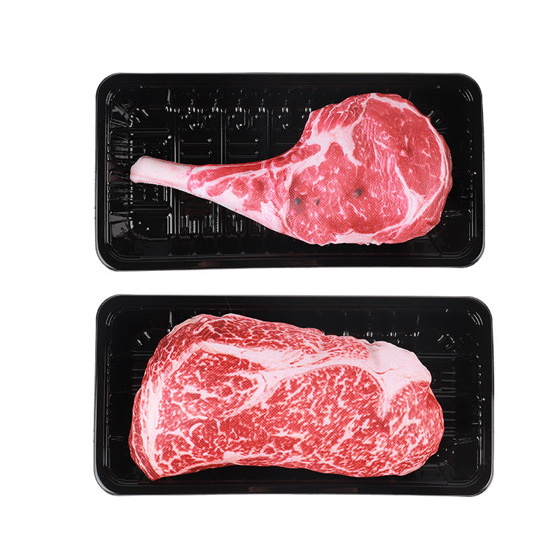HKM-1491901 Oxford Cloth Simulation Steak Squeeze Toy for Pets - Soft PP Cotton Material