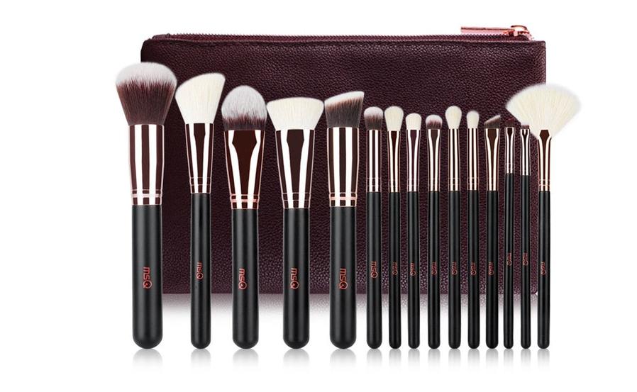 HKM-149203 Rose Gold Wool Bristle Makeup Brush with Wooden Handle - Portable 17.5CM Length
