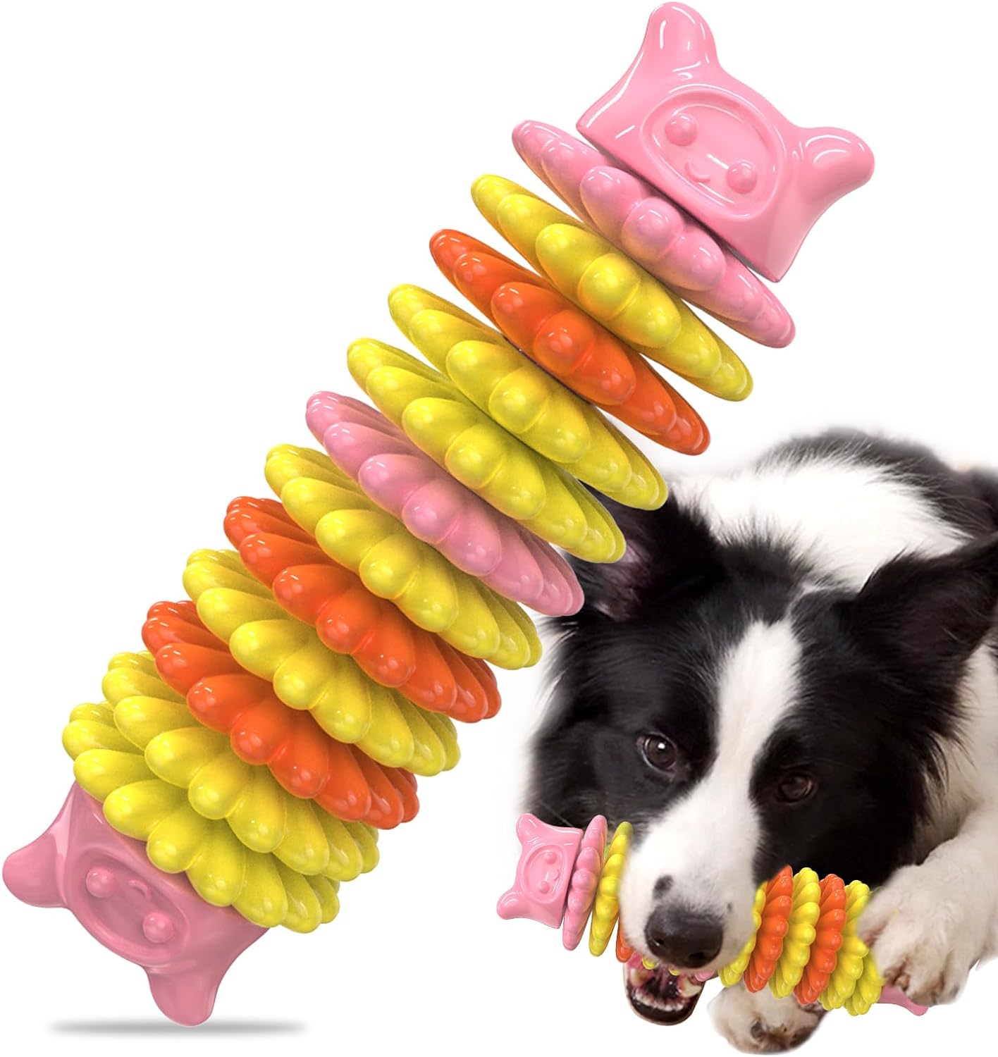 HKM-1494333 Durable Rubber Chew Toy for Aggressive Dogs - Caterpillar Shape for Dental Health and Interactive Play