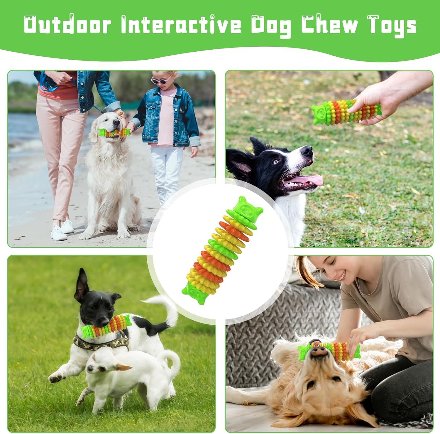 HKM-1494333 Durable Rubber Chew Toy for Aggressive Dogs - Caterpillar Shape for Dental Health and Interactive Play