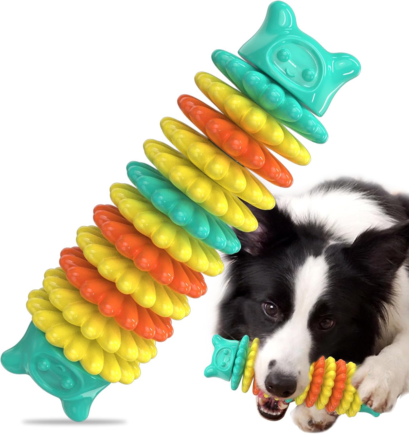 HKM-1494333 Durable Rubber Chew Toy for Aggressive Dogs - Caterpillar Shape for Dental Health and Interactive Play