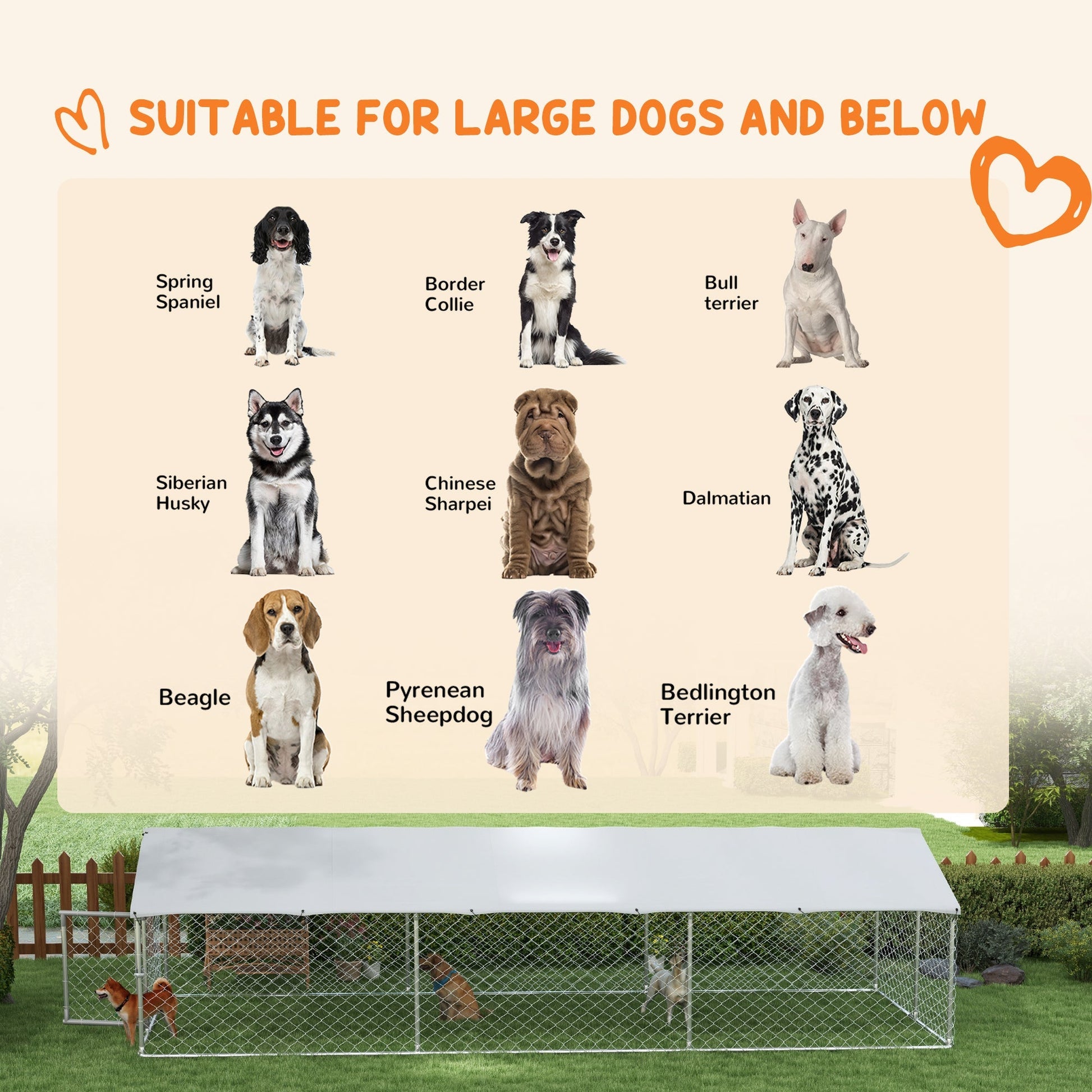 HKM-1494717 Large Outdoor Dog Kennel with Waterproof UV-Resistant Roof for Comfort and Safety