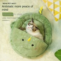 HKM-1495101 Cartoon Animal Semi-Closed Pet Bed for Cats and Dogs - Warm & Cozy Mattress, 50x45x7cm