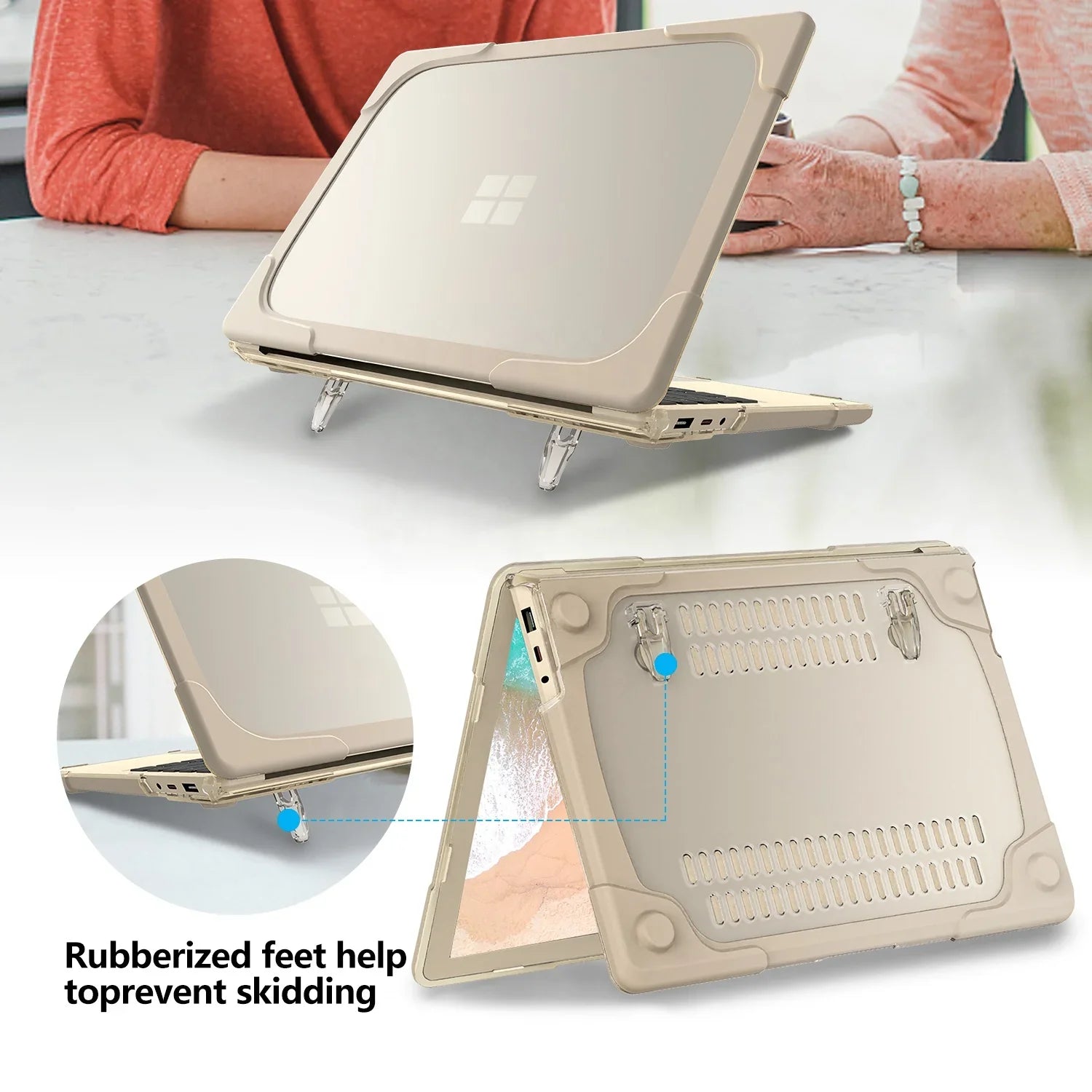 HKM-149523 Rugged TPU and PC Hard Shell Protective Case for Microsoft Surface Laptop 4, 3, 2 - 13.5 Inch (Models 1769, 1867, 1868)