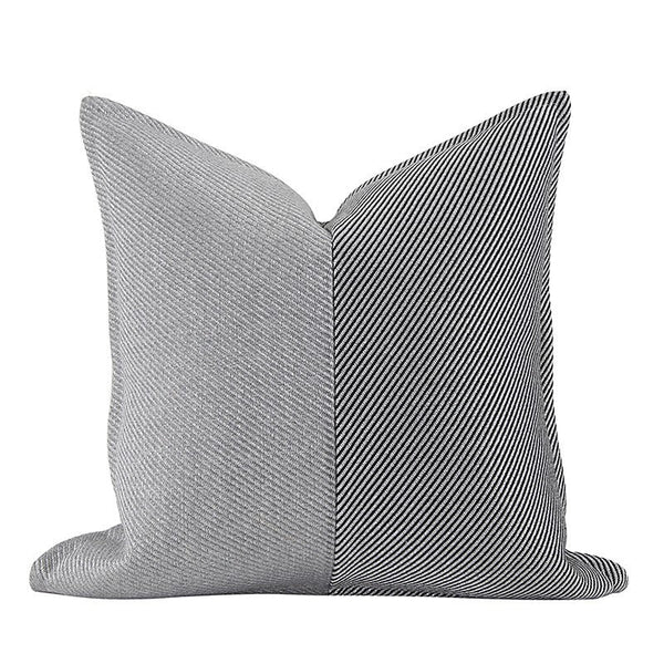 HKM-149523 Silver Gray Simple Striped Cushion Cover - Square 45x45cm or 50x50cm Options Available