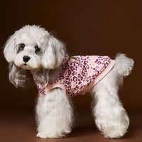 HKM-1495613 Leopard Print Hooded Sleeveless Sweater for Pets in Coffee and Pink