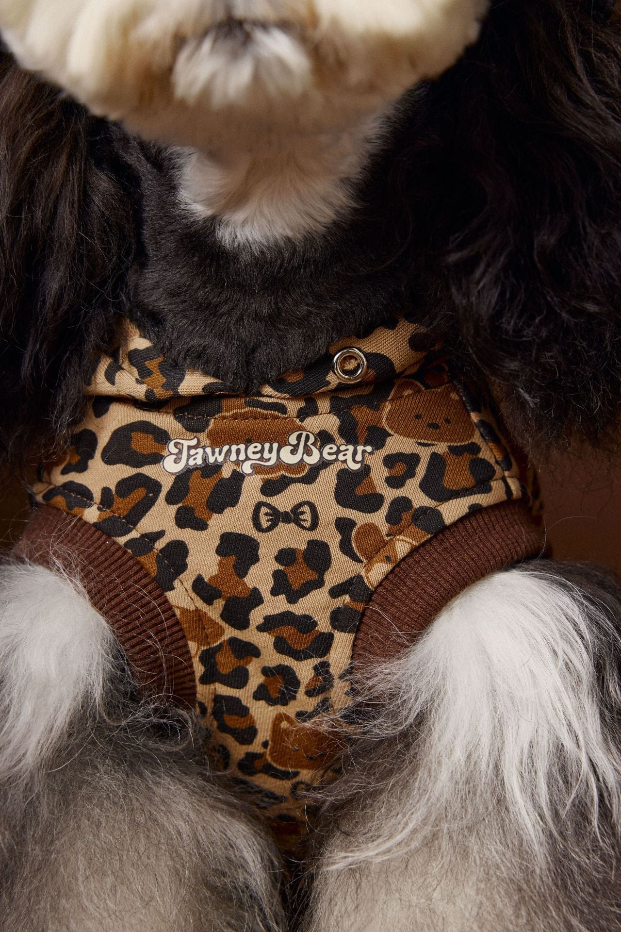 HKM-1495613 Leopard Print Hooded Sleeveless Sweater for Pets in Coffee and Pink
