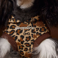 HKM-1495613 Leopard Print Hooded Sleeveless Sweater for Pets in Coffee and Pink