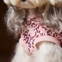 HKM-1495613 Leopard Print Hooded Sleeveless Sweater for Pets in Coffee and Pink