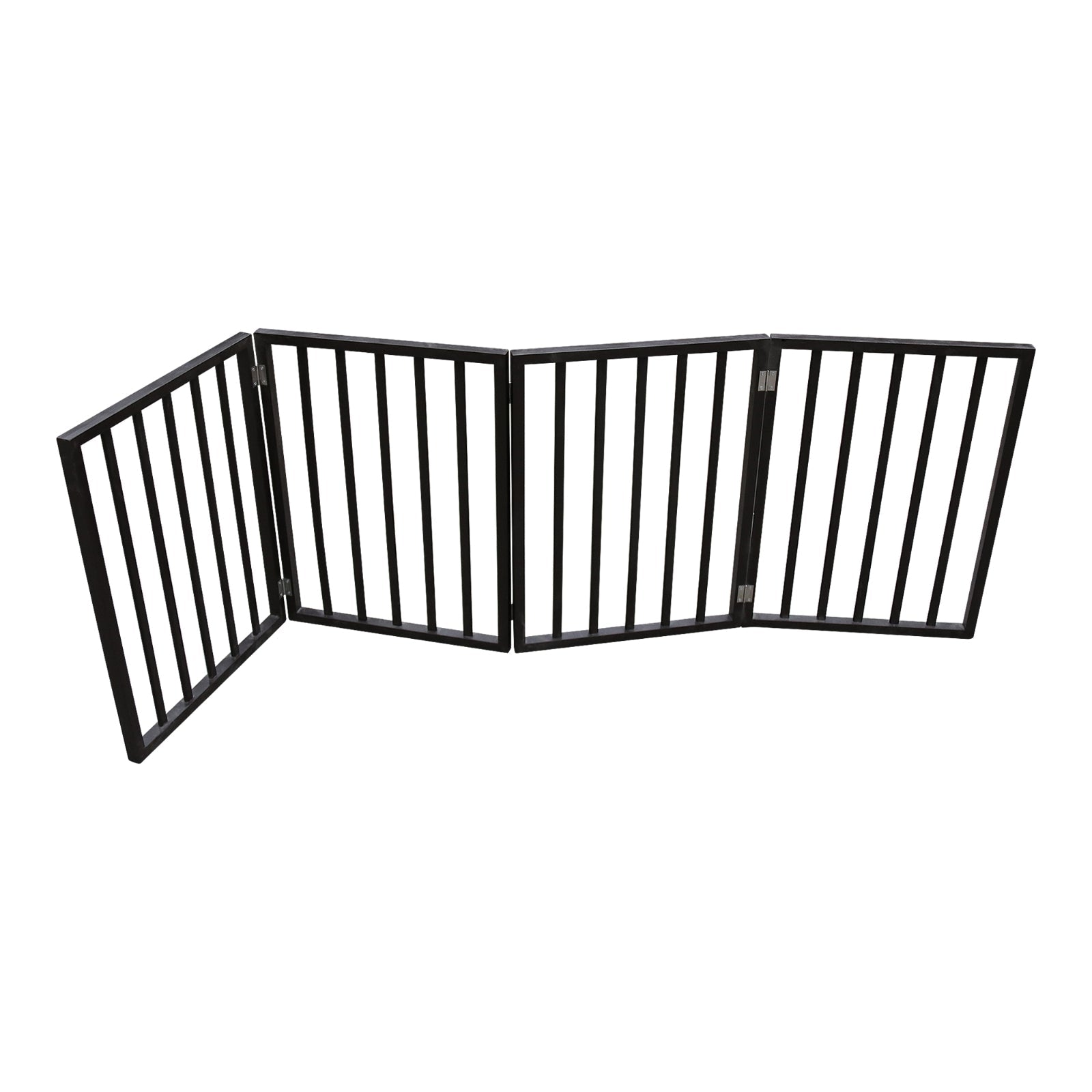 HKM-1498429 Freestanding Dark Brown Wooden Pet Gate for Doorways and Stairs