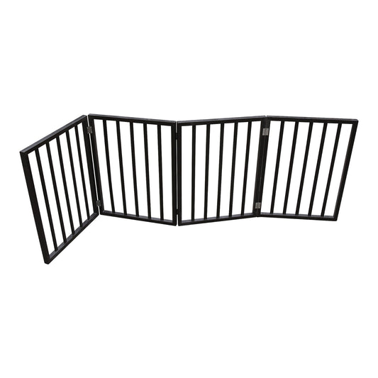 HKM-1498429 Freestanding Dark Brown Wooden Pet Gate for Doorways and Stairs