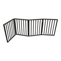 HKM-1498429 Freestanding Dark Brown Wooden Pet Gate for Doorways and Stairs