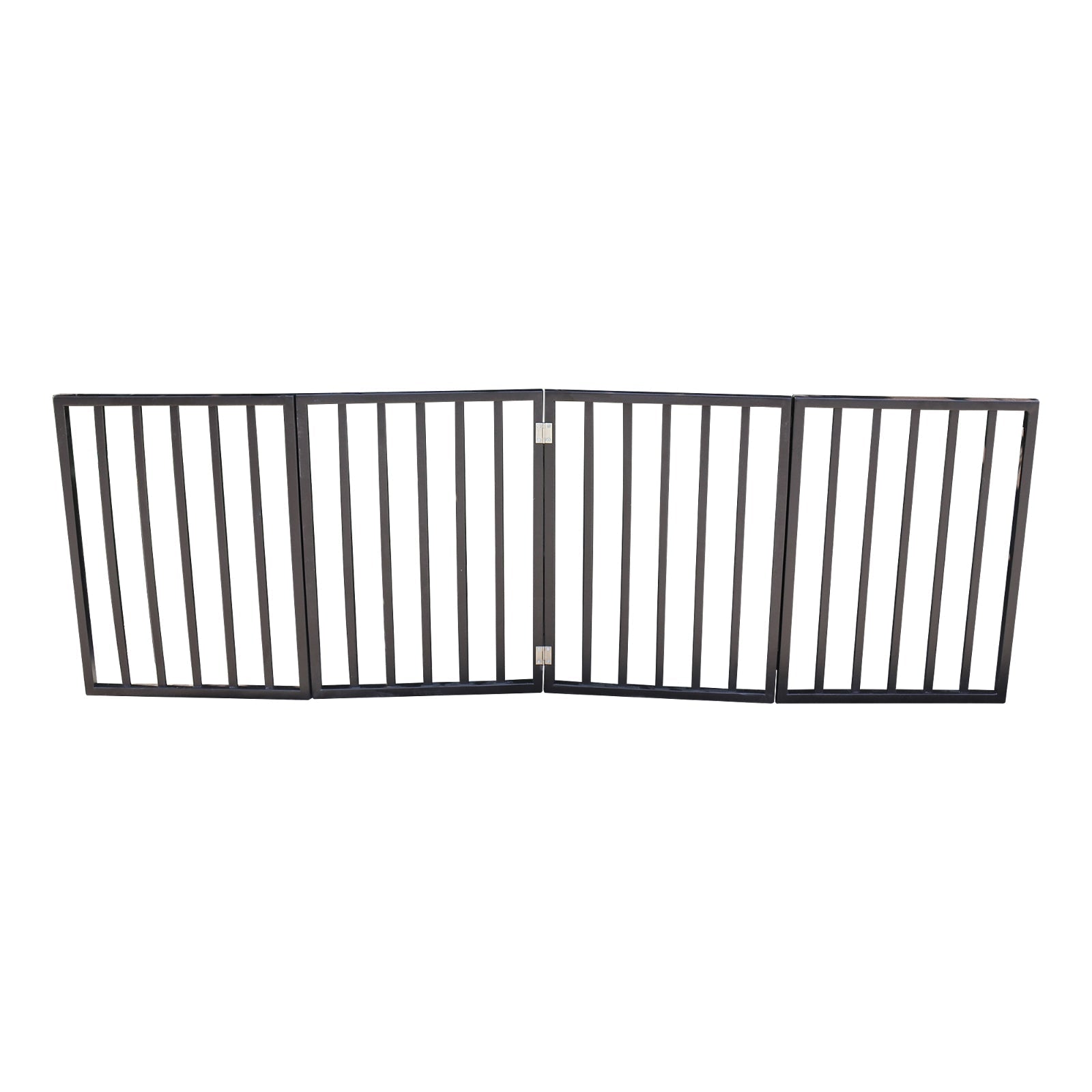 HKM-1498429 Freestanding Dark Brown Wooden Pet Gate for Doorways and Stairs