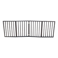HKM-1498429 Freestanding Dark Brown Wooden Pet Gate for Doorways and Stairs