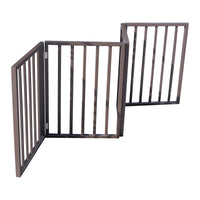 HKM-1498429 Freestanding Dark Brown Wooden Pet Gate for Doorways and Stairs