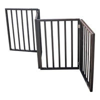 HKM-1498429 Freestanding Dark Brown Wooden Pet Gate for Doorways and Stairs