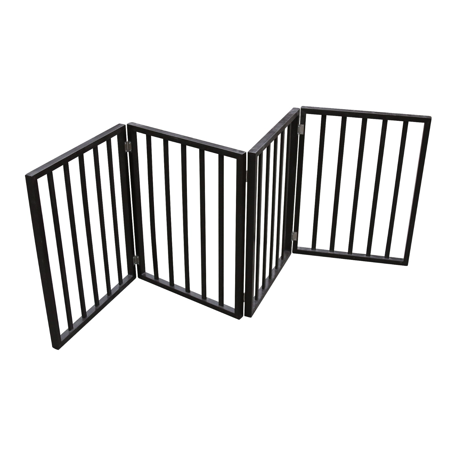 HKM-1498429 Freestanding Dark Brown Wooden Pet Gate for Doorways and Stairs