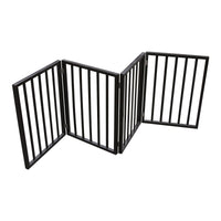 HKM-1498429 Freestanding Dark Brown Wooden Pet Gate for Doorways and Stairs
