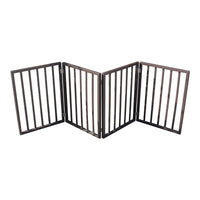 HKM-1498429 Freestanding Dark Brown Wooden Pet Gate for Doorways and Stairs