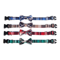 HKM-1498813 Grid Pattern Pet Bow Collar for Small and Medium Dogs, Adjustable Neck Size