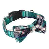 HKM-1498813 Grid Pattern Pet Bow Collar for Small and Medium Dogs, Adjustable Neck Size