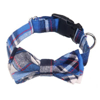 HKM-1498813 Grid Pattern Pet Bow Collar for Small and Medium Dogs, Adjustable Neck Size
