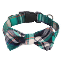 HKM-1498813 Grid Pattern Pet Bow Collar for Small and Medium Dogs, Adjustable Neck Size