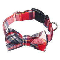 HKM-1498813 Grid Pattern Pet Bow Collar for Small and Medium Dogs, Adjustable Neck Size