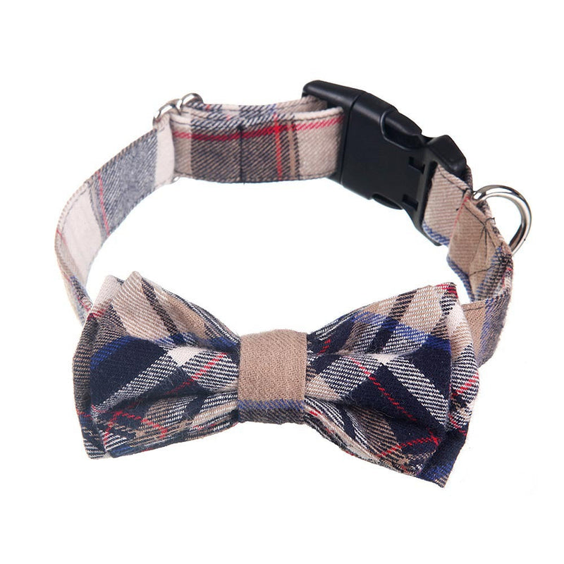 HKM-1498813 Grid Pattern Pet Bow Collar for Small and Medium Dogs, Adjustable Neck Size